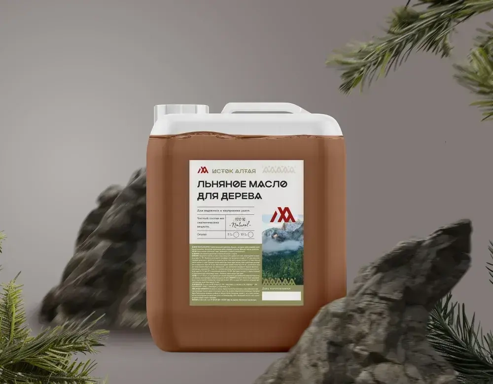 100% Льняное масло для дерева 5 л. Алтайское