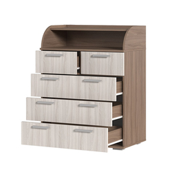 К-1 Комод 5 ящиков и 1 полка Ясень шимо темный / Ясень шимо светлый