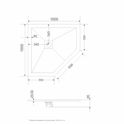 Поддон Grossman Strong GR-S2100100D трапеция графит (100*100*2,5)