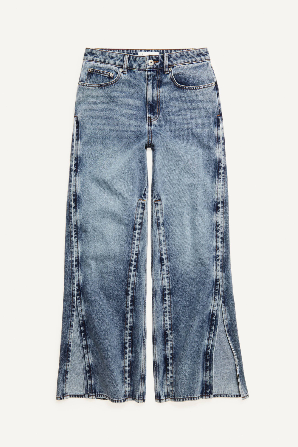 H&M - Glenn Martens Широкие джинсы с разрезами по бокам, синий