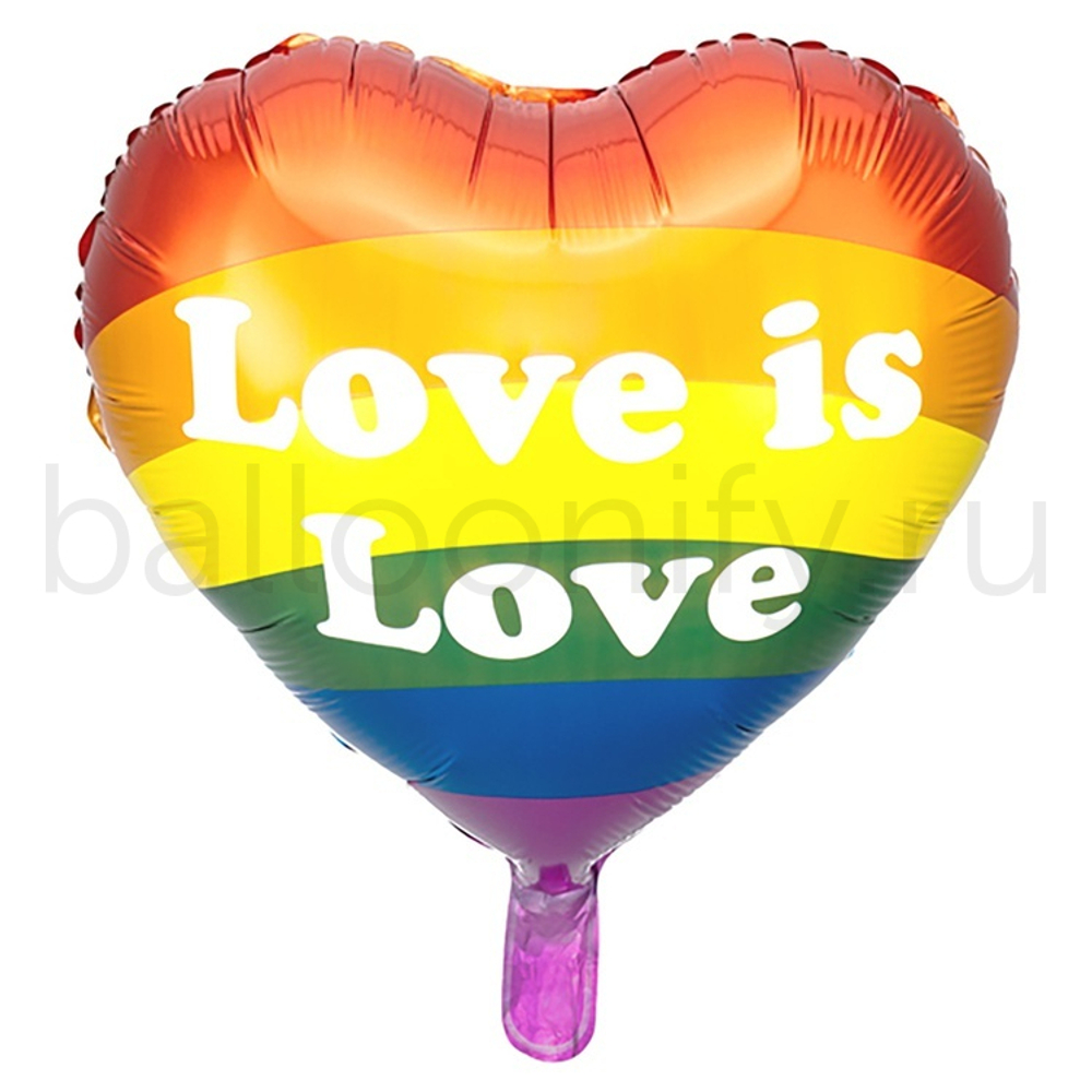 Фольгированная фигура, сердце, Сердце LOVE IS LOVE,18"/45СМ
