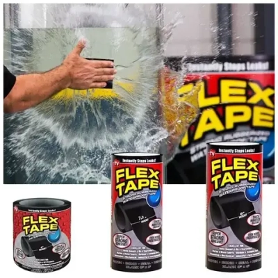 Сверхсильная клейкая водонепроницаемая лента, скотч для бассейнов и труб Flex Tape, черный
