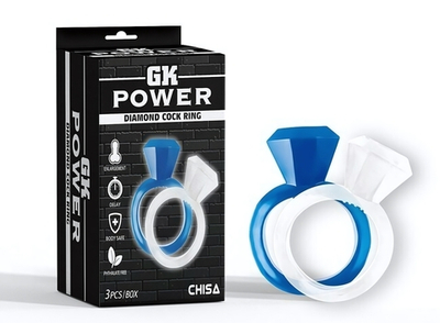 Набор из 2-х эрекционных колец Diamond Cock Ring (Цвет: синий, прозрачный)
