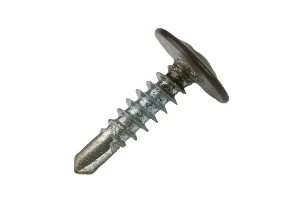 Саморез с прессшайбой 4,2х19 темно-коричневый RR32 со сверло 100шт.