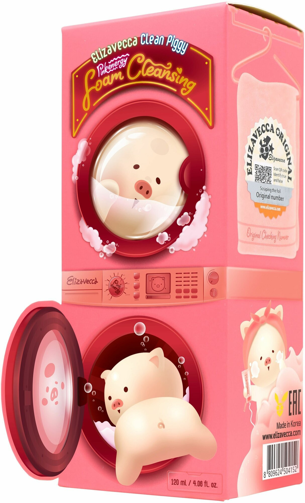 Ягодная пенка для умывания Elizavecca Clean Piggy Pinkenergy Foam Cleansing 120 мл.