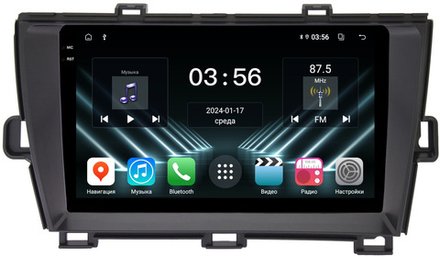 Магнитола для Toyota Prius 30 2009-2015 (левый руль, рамка черная) - FarCar DX3025M монитор 9.5" IPS на Android 13, 4+64Гб, CarPlay