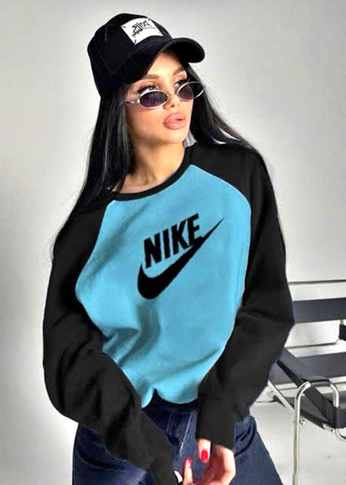 Толстовка женская голубая с чёрным Nike, размер 48-56