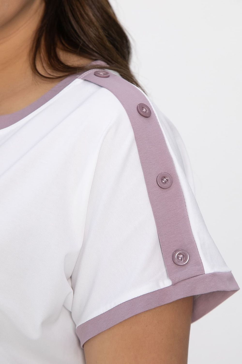 Блуза Чарли (бело-сиреневая) Б13802-20М LT Collection