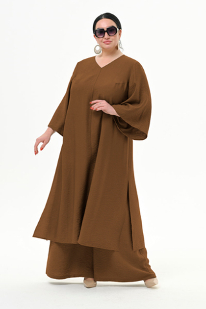 Туника длинная с разрезами, цвет корица