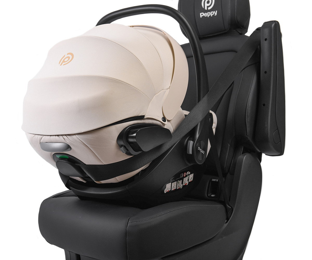 Детская коляска Peppy Tecla 3 в 1 с автокреслом Verona Beige Shadow Black Chrome Edition Черный
