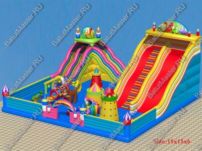 Большая площадка с высокой горкой "Дино-городок" 20*15*6.5 м