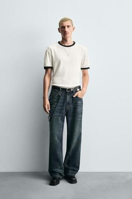 ZARA ДЖИНСЫ BAGGY FIT, СИНИЙ