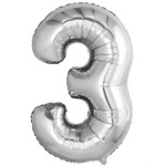 Шар фольгированный Цифра 3 81 см (Серебряный)