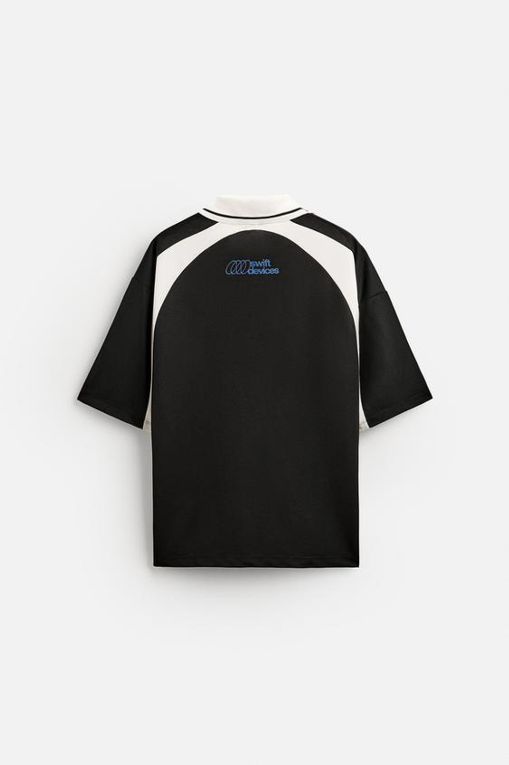 ZARA ФУТБОЛКА В СТИЛЕ КОЛОР-БЛОК С НАДПИСЯМИ, ЧЕРНЫЙ