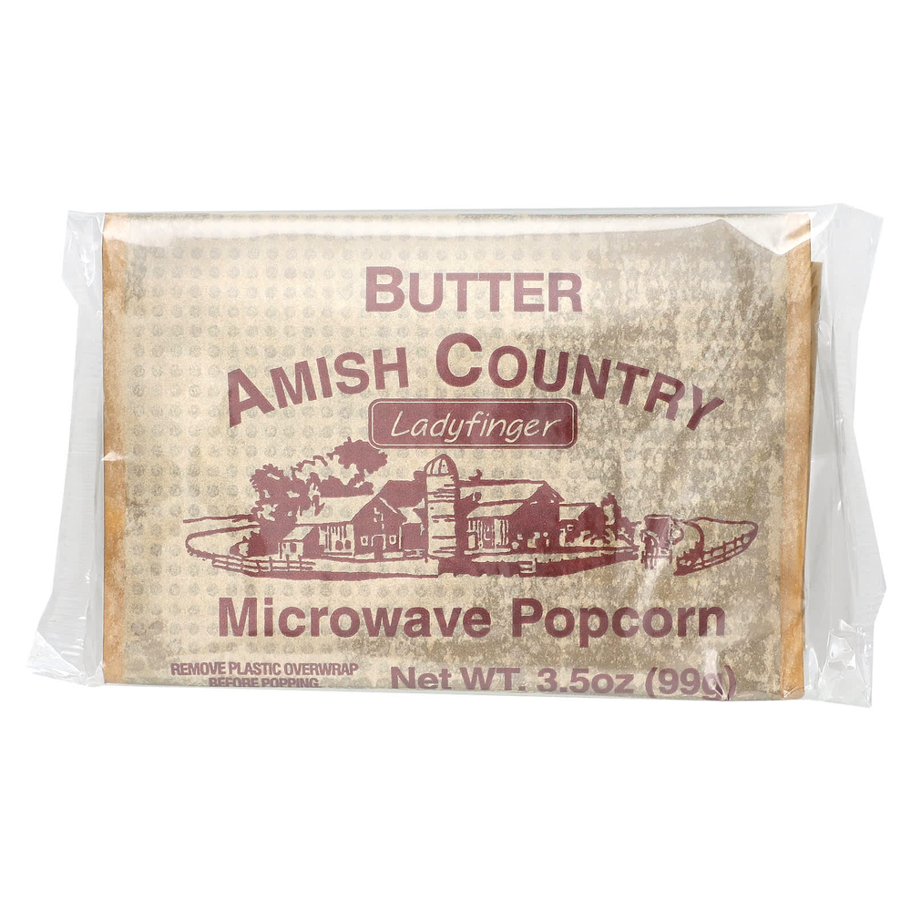 Amish Country Popcorn, попкорн для микроволновой печи, со сливочным маслом, 3 пакетика по 99 г (3,5 унции)