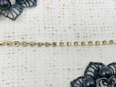Цепь со стразами, ш. 3,5 мм, золото