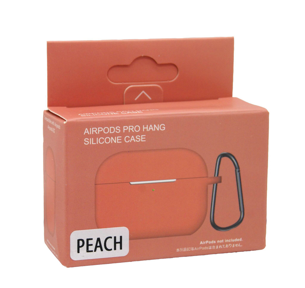 Чехол для AirPods Pro Hang Silicone SL (Peach) с карабином