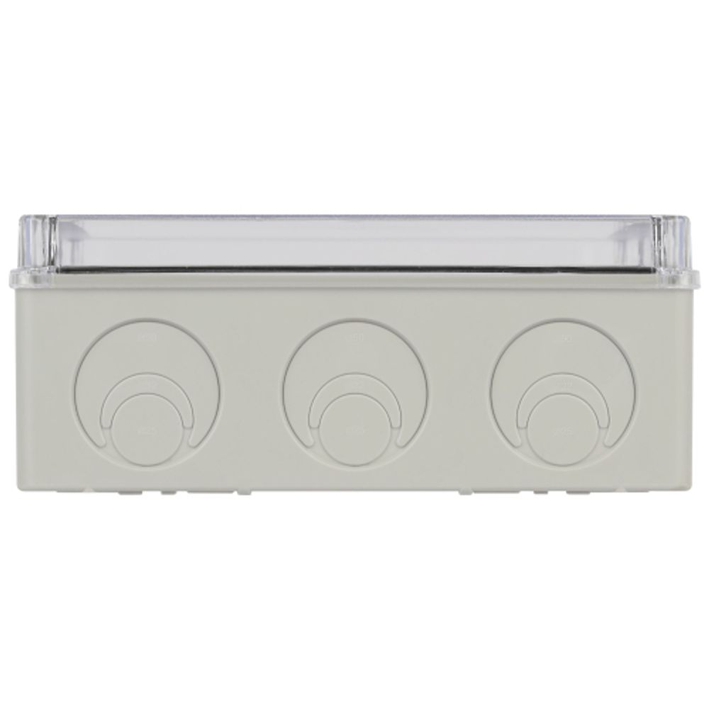 Распаячная коробка ЭРА KORvpk-240-195-90 ОП серая 240х195х90мм прозрачная крышка на винтах d25-3шт d32-2шт IP55