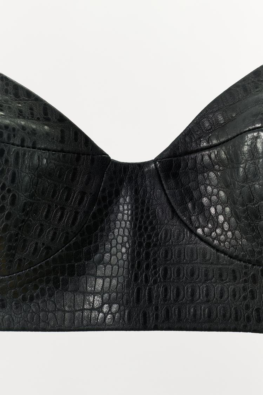 ZARA ТОП ИЗ 100% КОЖИ, ЧЕРНЫЙ