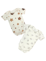 Набор боди 2шт. Звездочки, короны с коробка рукавом, р. 80, молочный (Bloom Baby)