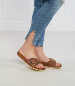 Шлепанцы кожаные madrid big buckle leoi Birkenstock - коричневый(1006525)