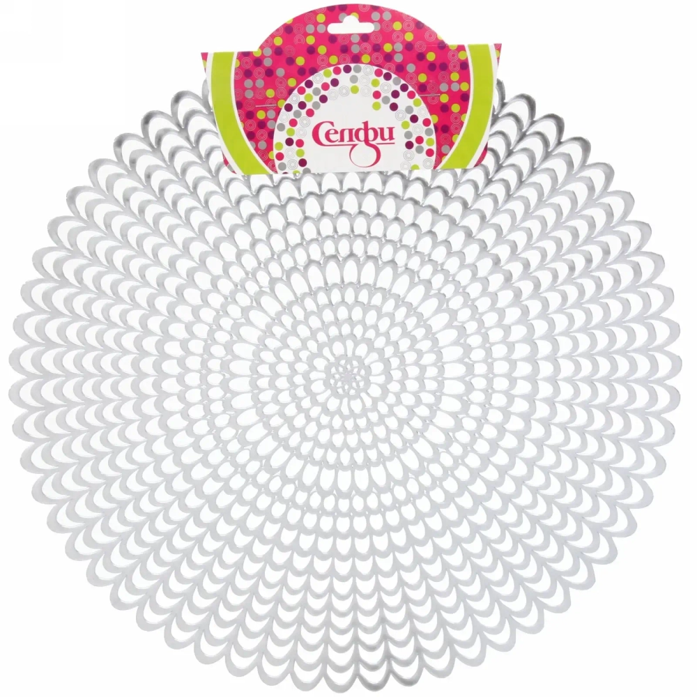 Салфетка плетеная 38см «Кружева» серебро