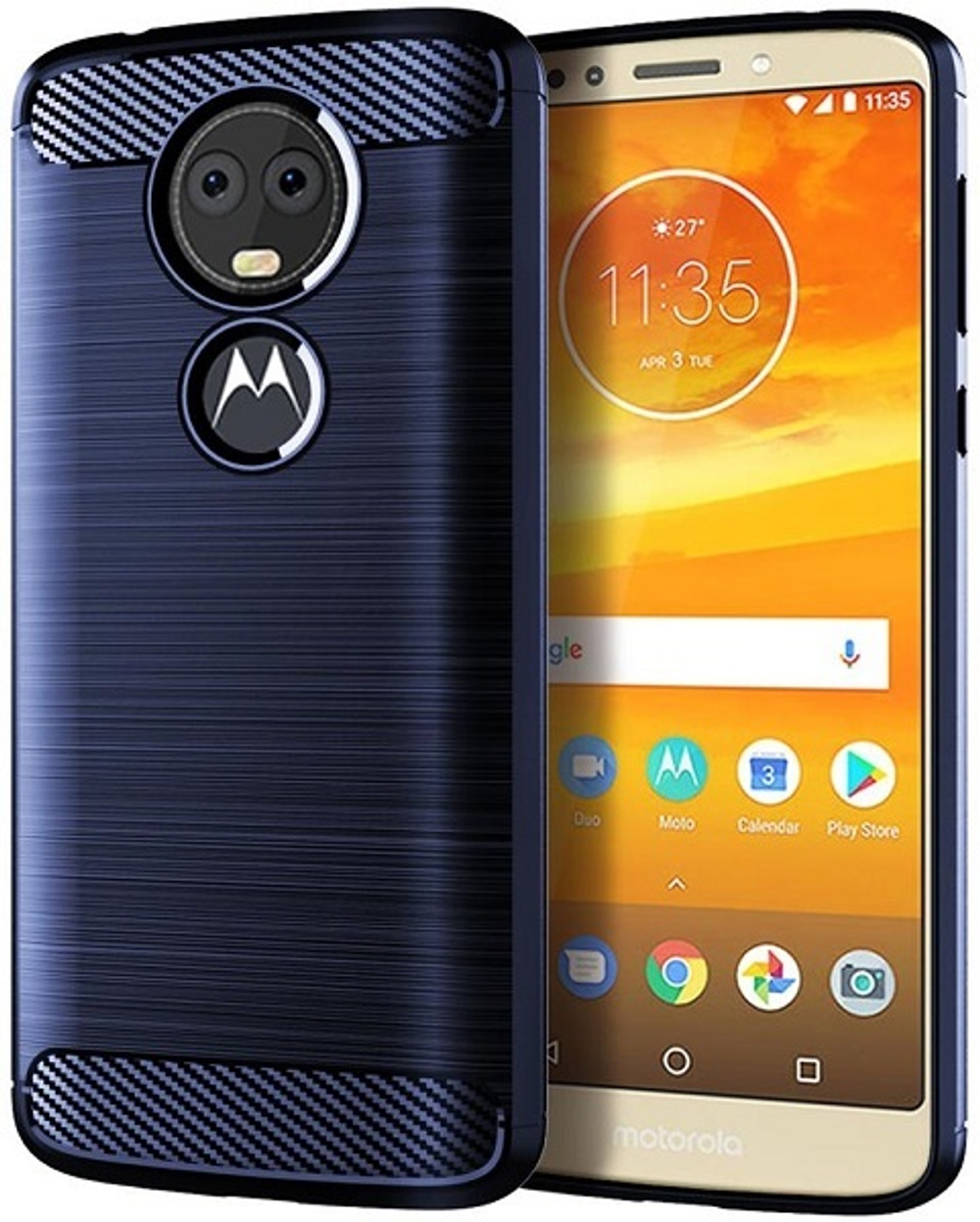 Чехол для Motorola Moto E5 Plus (E5 Supra) цвет Blue (синий), серия Carbon от Caseport