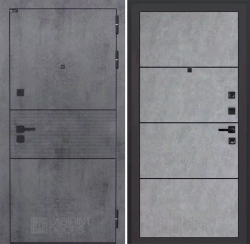 Входная металлическая дверь Лабиринт INFINITY (ИНФИНИТИ) Бетон темный / 25 Бетон светлый, черный молдинг