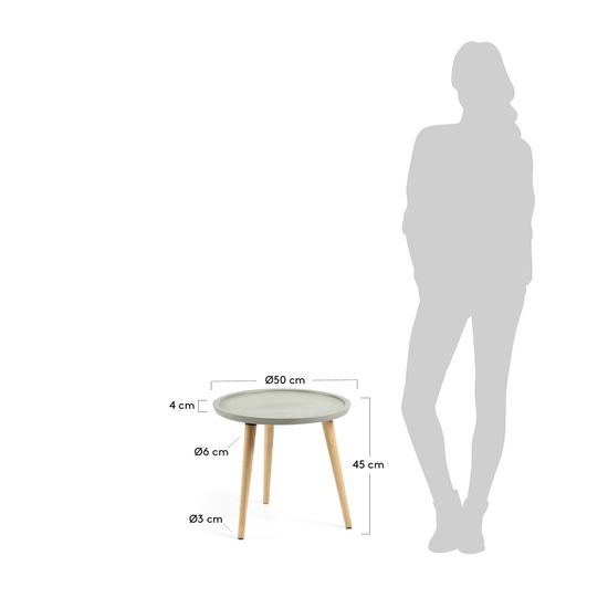 Приставной стол livy каучуковый цемент серый
