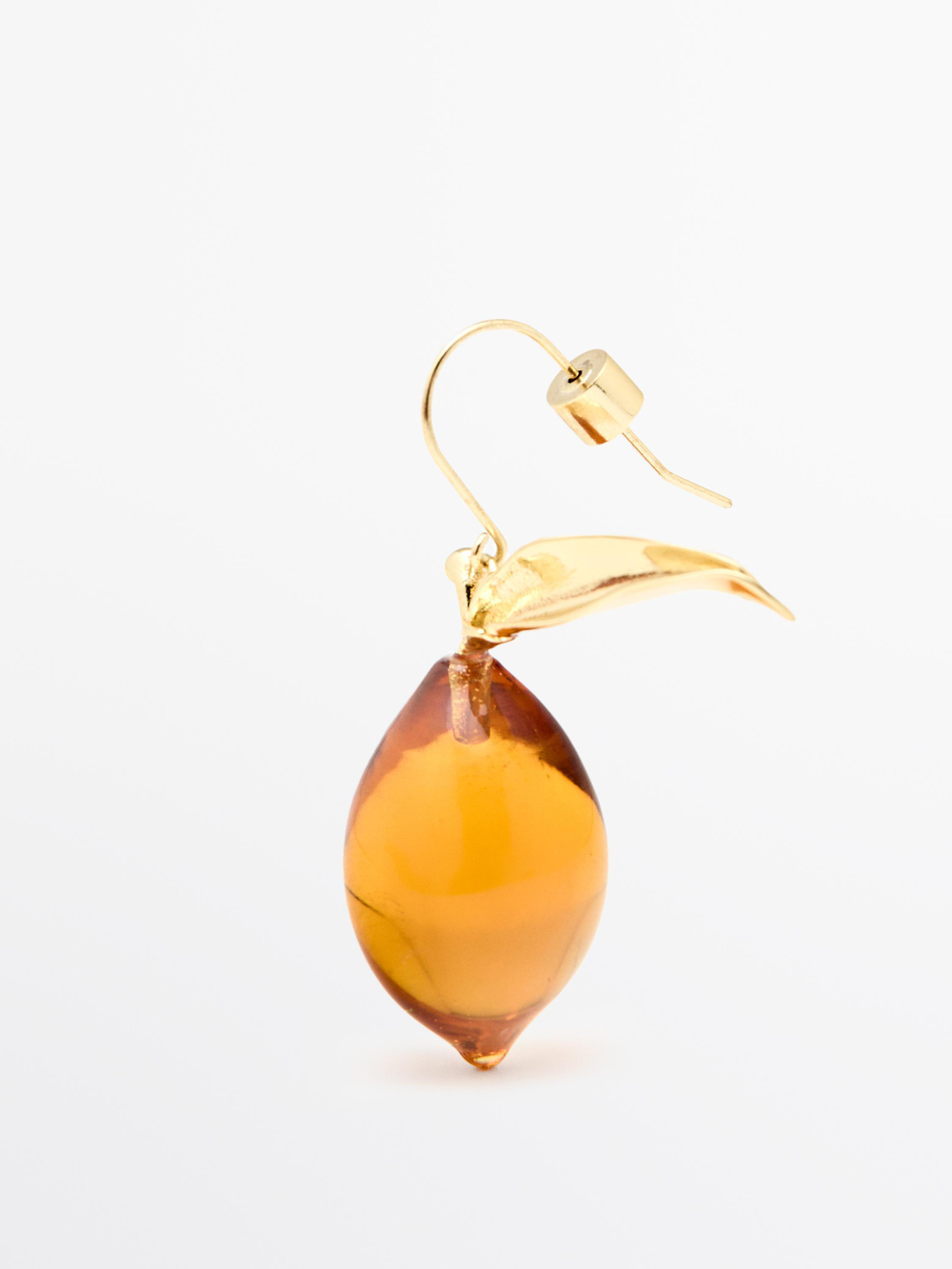 Massimo Dutti Небольшие серьги «Лимон» из стекла, золотистый