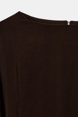 ZARA ПЛАТЬЕ МИДИ С ПЛИССИРОВКОЙ, ШОКОЛАДНЫЙ