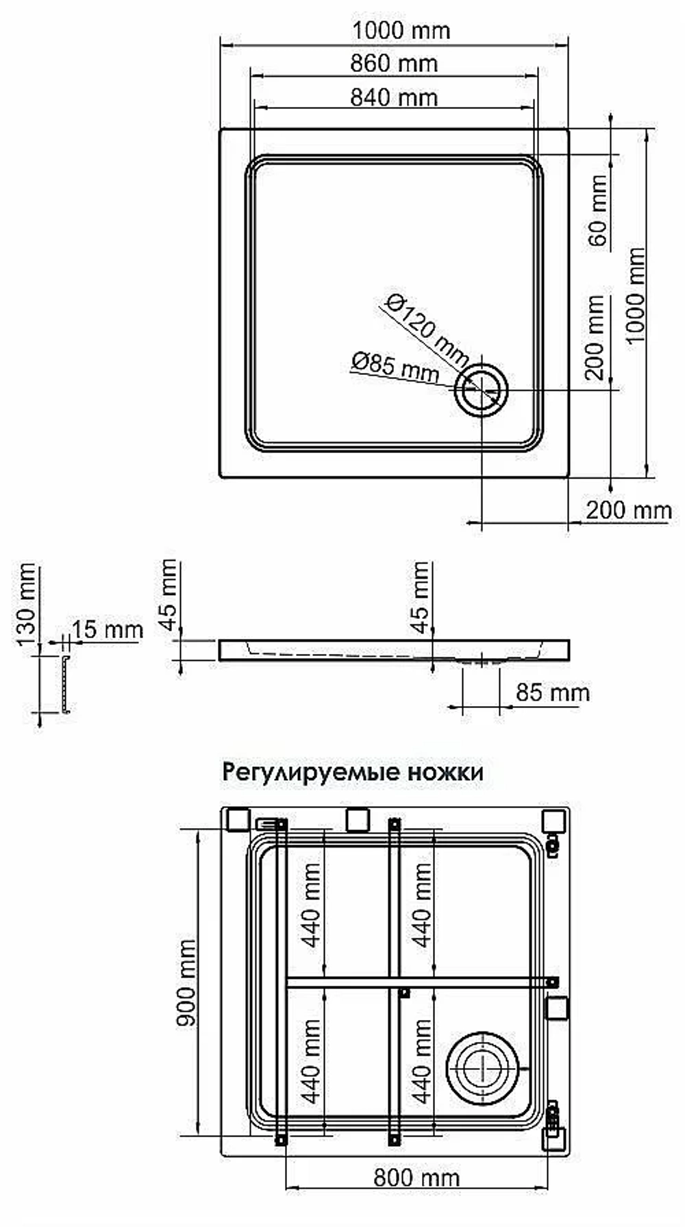Душевой поддон WasserKRAFT Amper 29T19 100x100
