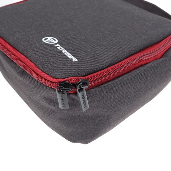 Несессер Torber, дорожный, чёрный/бордовый, полиэстер 300D ткань катионик, 20 х 18 х 8 см