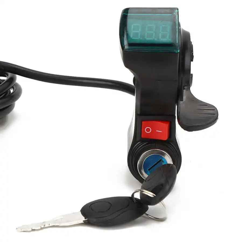 Вольтметр с замком зажигания, кнопкой и курком для электросамокатов (кабель 2 метра)