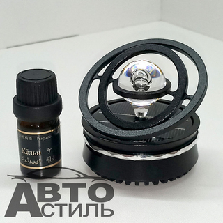 Ароматизатор-игрушка -на торпеду- ПЛАНЕТА (пластик футляр) - солн батар (гель)- YC-03BL черный A