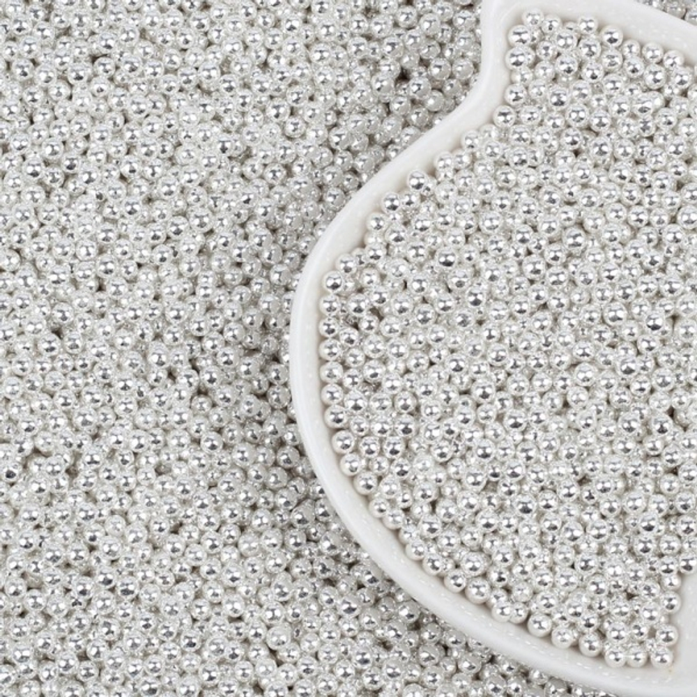 Шарики сахарные серебро 2мм. 50 гр