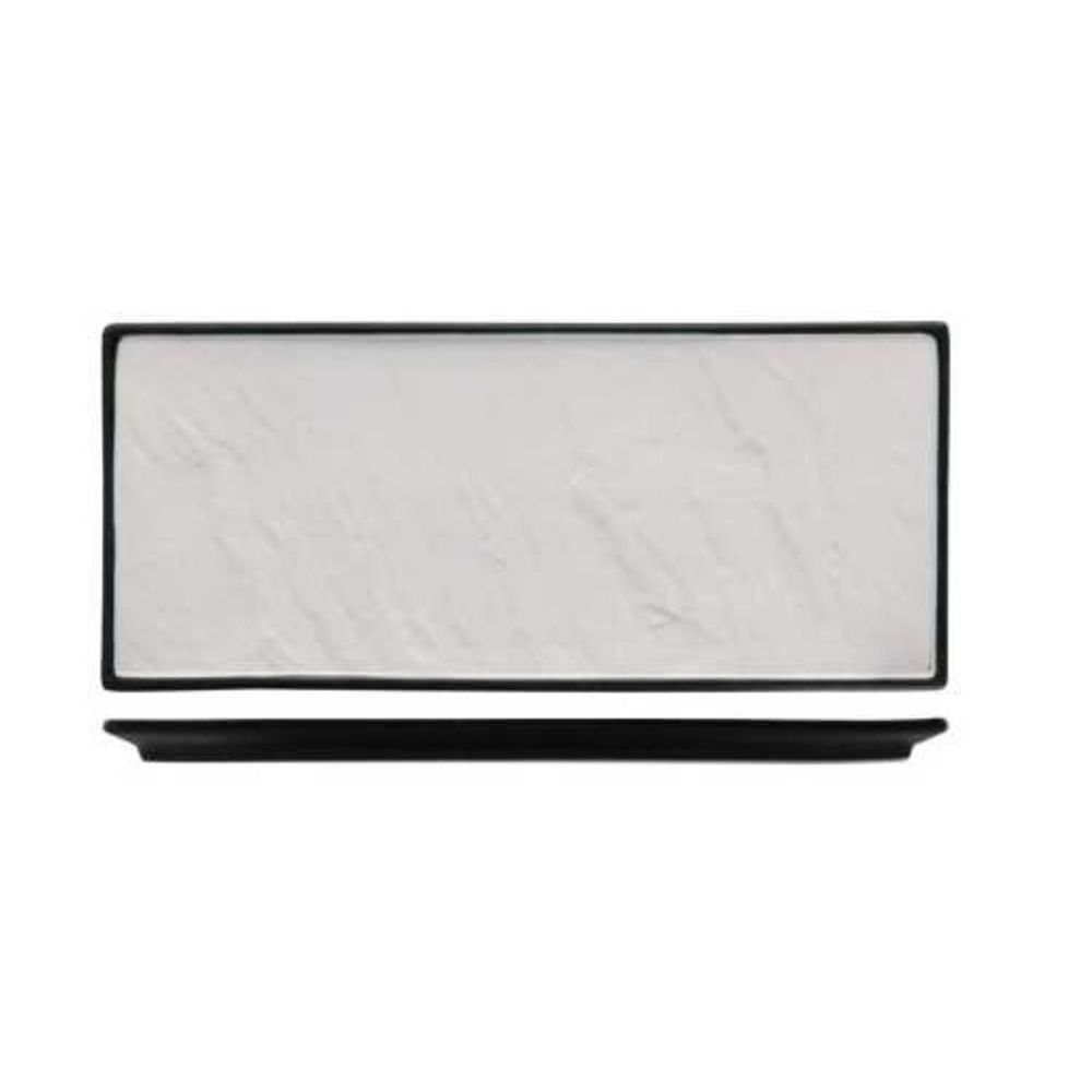 Блюдо прямоугольное Relief 31*14 см белое с черным бортом фарфор P.L. Proff Cuisine [3]