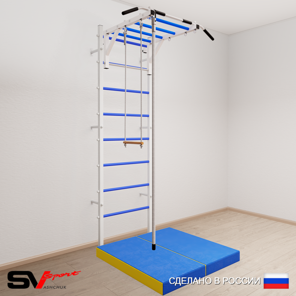 Шведская стенка Sv Sport 5354 (Турник рукоход/Канат/Трапеция/Мат 1м)