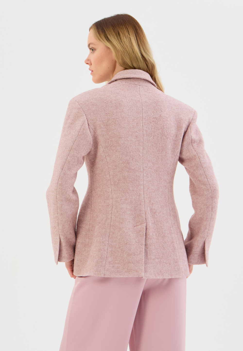 Жакет из шерсти лодена бежево-розовый