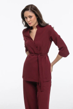 Костюм блуза на запах, лонгслив и брюки клеш