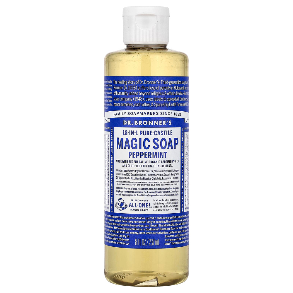 Dr. Bronner's, кастильское магическое мыло 18 в 1, перечная мята, 237 мл (8 жидк. унций)