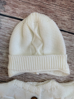 Комплект вязаный "АйШах" 3 предмета (комбинезон, носочки, шапка) (Цвет: Серый, Размер: 26)