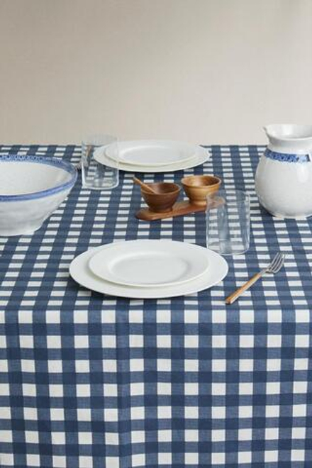 ZARA HOME СКАТЕРТЬ В КЛЕТКУ С ПОЛИМЕРНЫМ ПОКРЫТИЕМ,  СИНИЙ