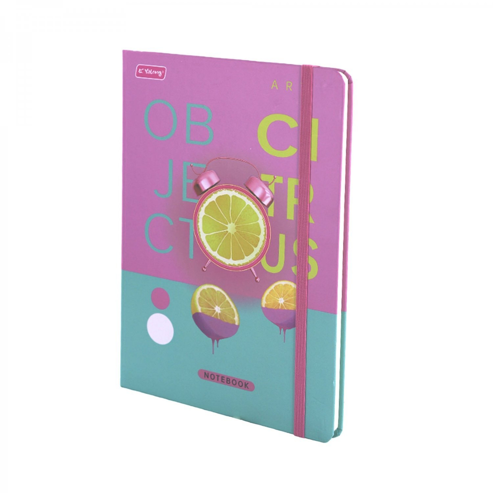 Записная книжка, А5, Yalong, 7БЦ, матовая ламинация, на резинке, ляссе, клетка, 80 л., "Яркие объекты"