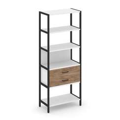 Shelf System Односекционный стеллаж пятиярусный с ящиками SN.STM-512 Белый/Дуб Табак/Металл Черный 8