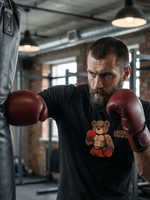 Футболка спортивная хлопковая мужская черная LEGENDA Плюшевая сила