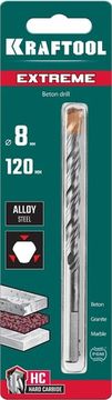KRAFTOOL Extreme, 8 х 120 мм, трехгранный хвостовик, сверло по бетону (29166-120-08)