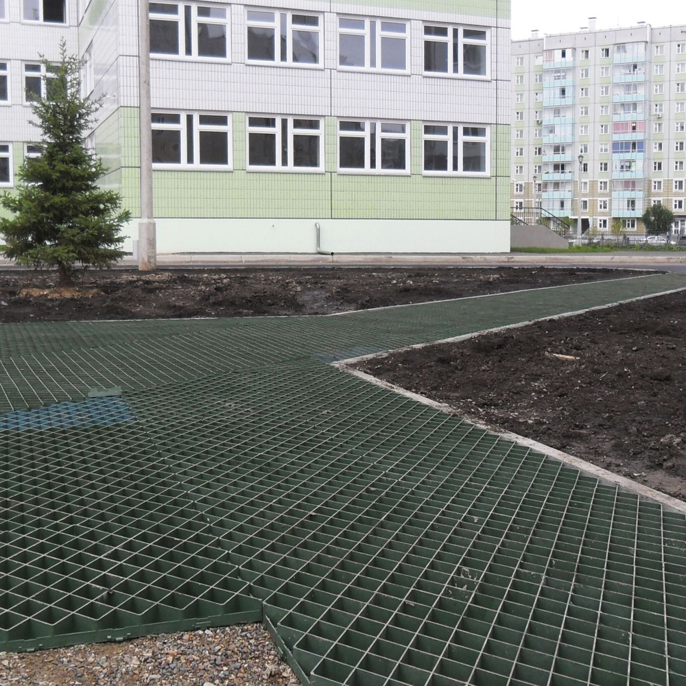 Решетка газонная Gidrolica Eco Pro РГ-60.60.4 – пластиковая, зелёная