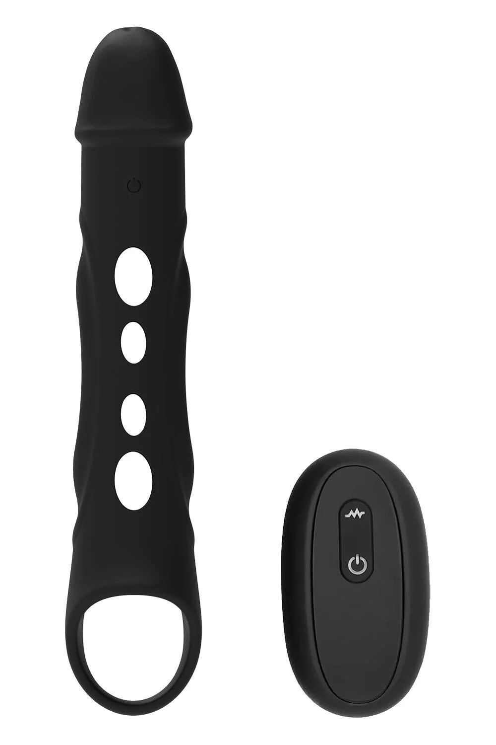 Черная насадка-удлинитель Vibrating Extender With Remote с вибрацией (Цвет: черный)