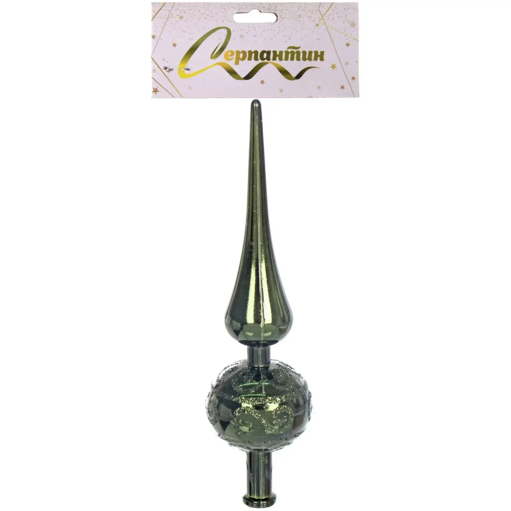 Верхушка на ёлку 23 см «Волшебный узор», Изумруд